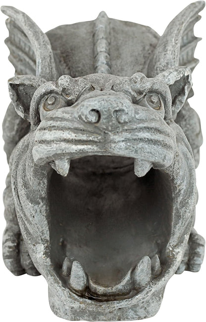 Design Toscano Roland the Gothic Gargoyle Gutter Guardian Rain Downspout Extension Outdoor Statue, 10 Inch Long, Cast Stone Resin, Grey Stone Finish