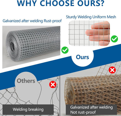Hardware Cloth 1/4 inch Chicken Wire Fencing Double Hot-Dipped Galvanized After Welding Wire Fence，Duty Rust Proof Fencing for Gardens, Poultry Animal Netting Cage Screen (1/4inch 36in x 100ft)