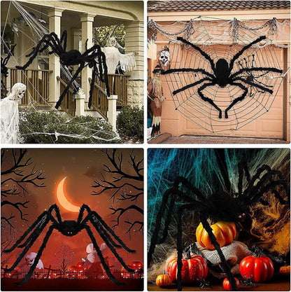 98IN/8.2FT/250CM Halloween Giant Spider Decorations: Largest Fake Scary Hairy Spider - Halloween Huge Plush Toy Spider Props Toy for Indoor Outdoor Creepy Lawn Garden Decor Black