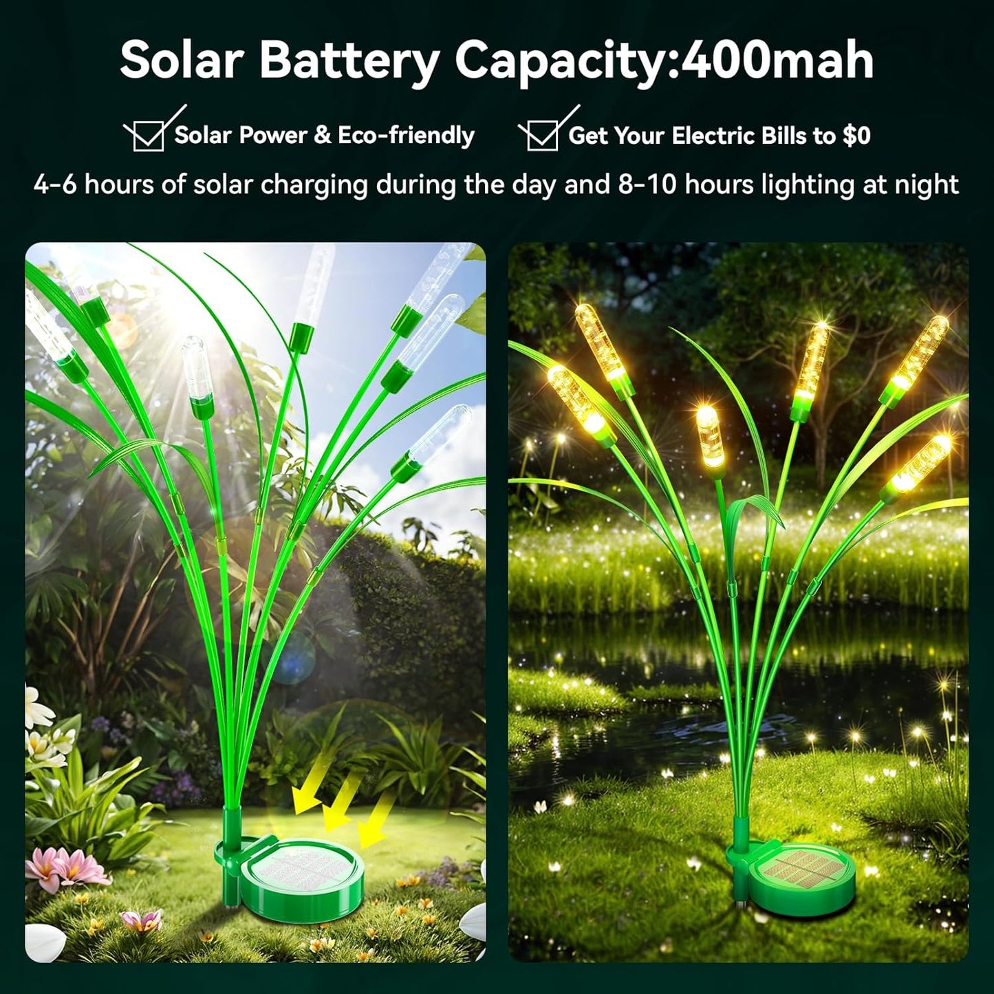 Solar Garden Lights 2 Pack, 16LED Swaying Solar Lights for Mother's Day, 30 Inches Waterproof Yard Light for Pathway Yard Outdoor Garden Decor, Gardening Gifts, Warm White