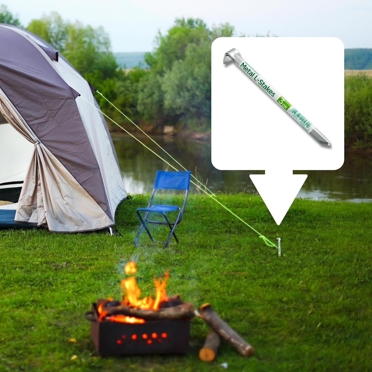 Greenscapes Metal L Stakes – 12-Pack (4 Bundles of 3) Heavy-Duty Garden Anchoring Stakes for Landscaping, Tents & Outdoor Projects