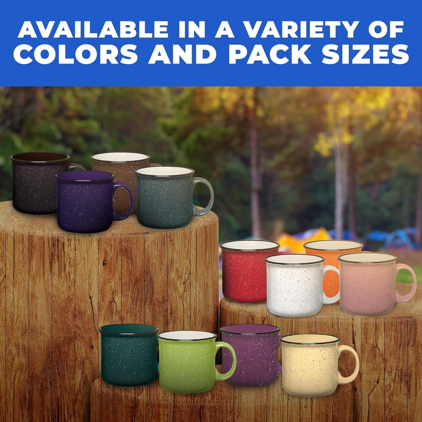 Set of 16 Ceramic Campfire Mugs – 15 Oz, Green – Coffee & Tea Cups for Home, Work, Travel, Camping – Customizable, Great for DIY, Events, Companies