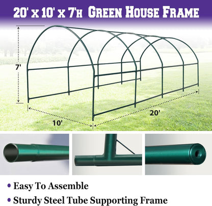 Strong Camel Greenhouse Replacement Frame for 20' X 10' X 7' Larger Hot Garden House , Support Arch Frame Climbing Plants/Flowers/Vegetables (20' X 10' X 7')