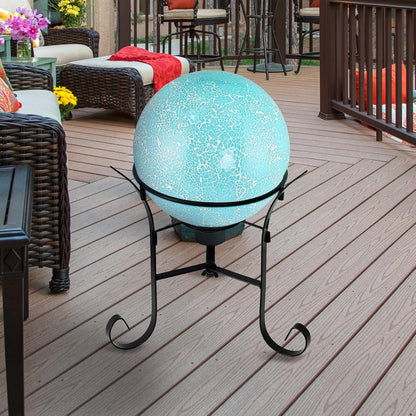 MDLUU Mosaic Gazing Ball, 10-Inch Decorative Gazing Globe, Glass Gazing Sphere for Garden, Outdoor Landscape Decor (Teal Blue)