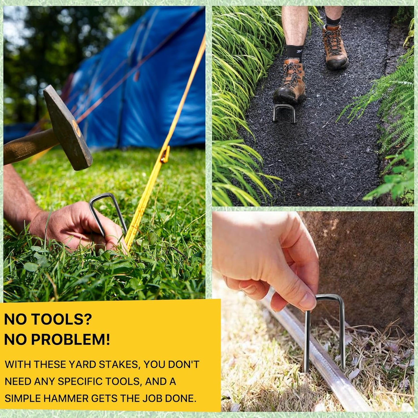 Landscape Staples 6inch,11Gauge Galvanized Lawn Staples, Sturdy Garden Stakes for Effortlessly Securing Weed Barrier Fabric,Ground Stabilization, and Tackling Outdoor Yard Work,Decorations