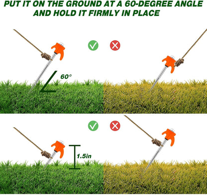 JaGely 20 Pcs 12 Inch Tent Stakes Screw in Camping Stake Heavy Duty Metal Spikes Ground Anchor Peg Threaded Tent Spikes with Hex Head Driver for Camping Garden Inflatable Outdoor Decor (Orange)