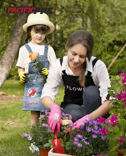 PACIFIC 3 Pairs Kids Gardening Gloves for Age 3-6, Toddler Rubber Coated Garden Gloves, Kids Work Gloves, for Children, Boys and Girls, Multicolor, XXXS