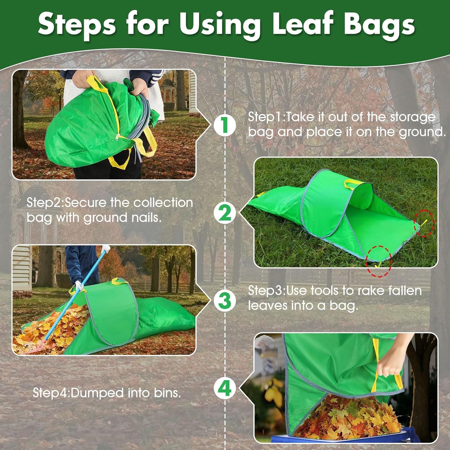Leaf Collector with Extension Lawn Bags,Portable Pop Up Leaf Bag,Thickened Leafs Scoops,Reusable Yard Garden Bags for Leaves and Trash (1 Pack)