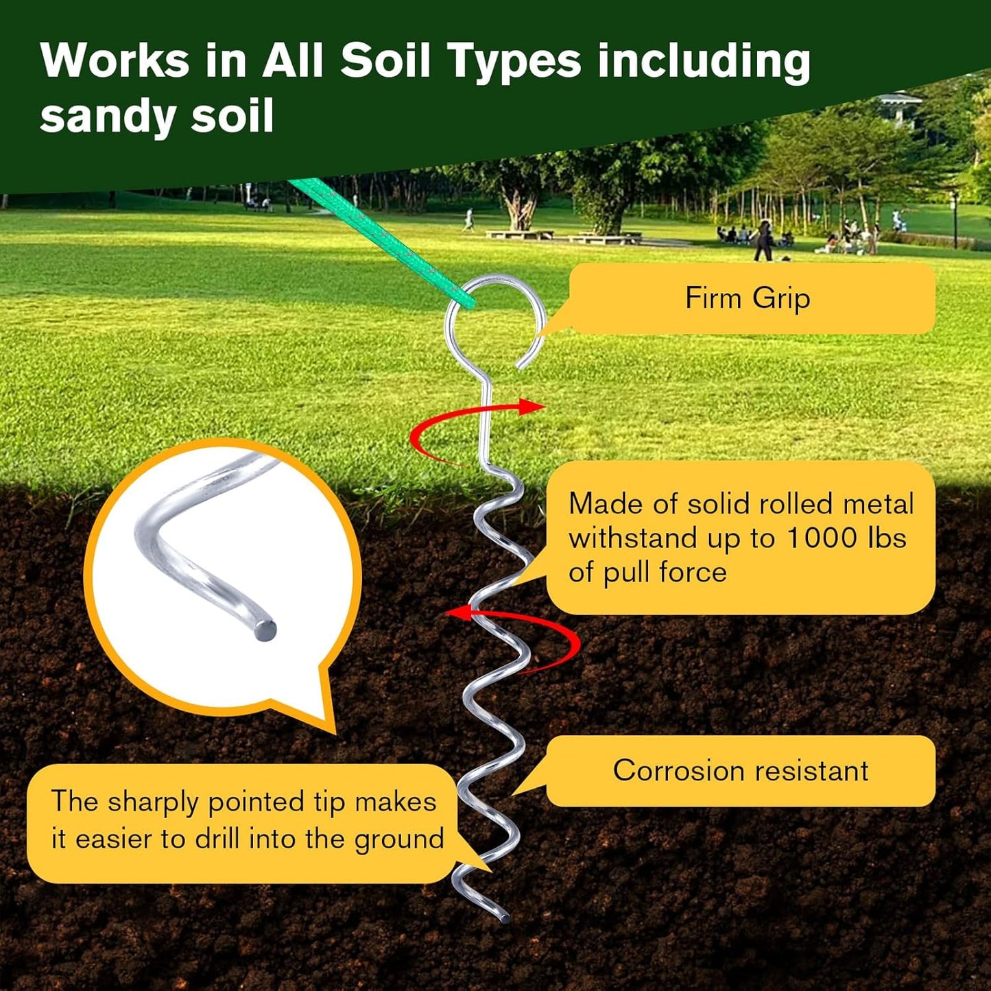 A Tree Support kit for straightening Trees, which Includes Supporting Metal Stakes and Ropes. It can Also be Used for Tree Protection in Harsh Weather and Outdoor Tent Fixation. (1)