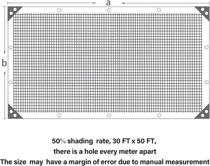 winemana Black Shade Cloth 50%, 30x50 FT Mesh Tarp - Garden Shade for Greenhouse, Patio, Vegetables, Plants Cover and Chicken Coops, Sun Shade Net for Outdoor Protection with Reinforced Grommets