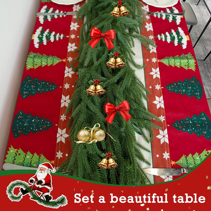 2 Pcs 6 Ft Artificial Norfolk Pine Garlands, Real Touch Winter Pine Garland, Green Artificial Greenery Garland for Table, Mantle, Wall, Indoor, Outdoor Christmas Decorations (2, 6 FT)