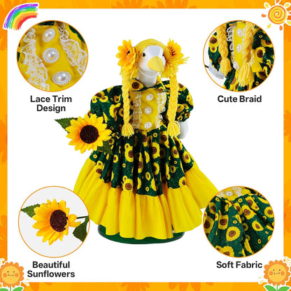 RONBEI Porch Goose Outfits, Sunflower Porch Goose Outfits Clothes for Porch Goose Statue Fit 23” Geese Lawn Yard Garden Party Decorate