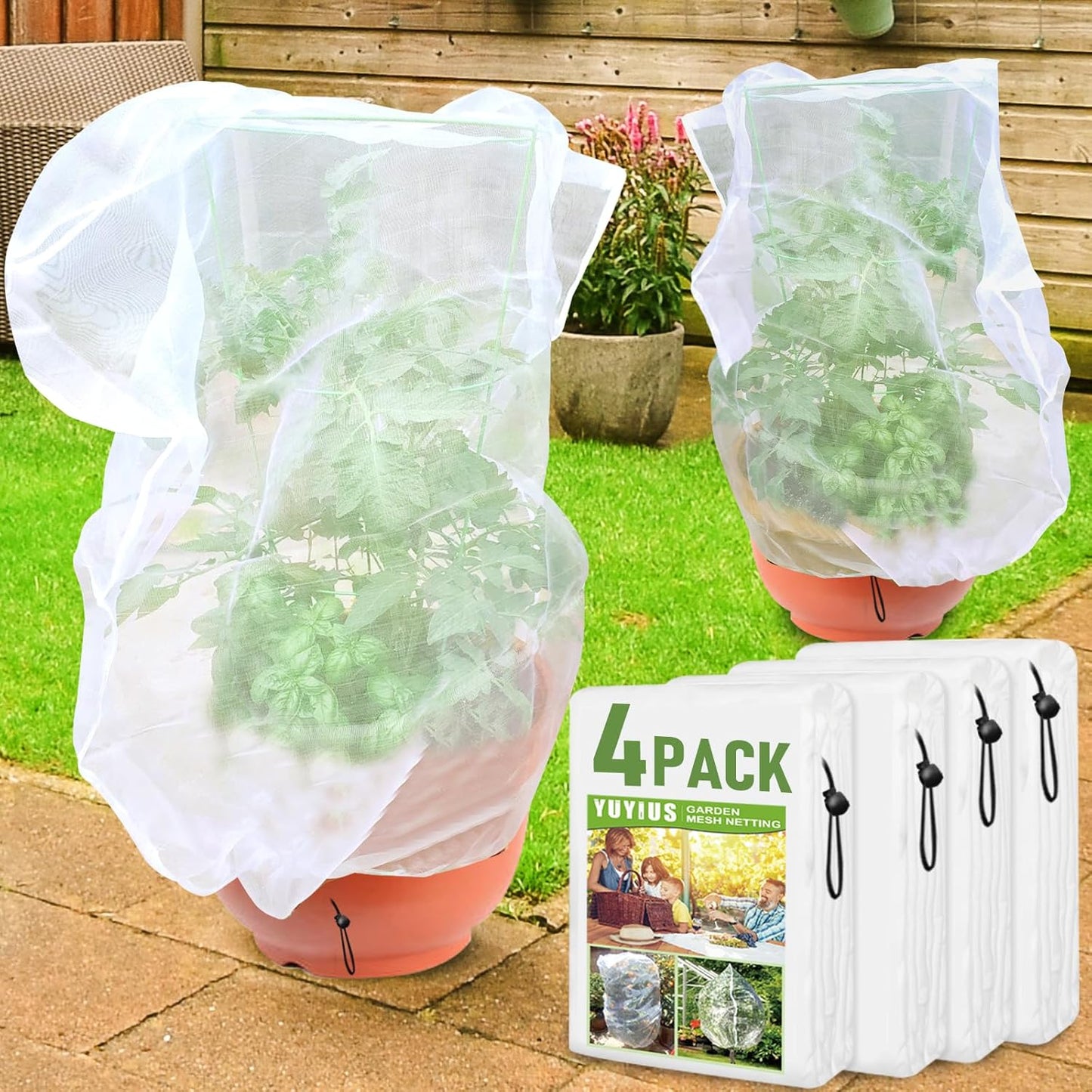 Fruit Tree Netting, Blueberry Bush Netting Cover for Garden Protection, 4Pcs Garden Plant Netting Pest Barrier for Raised Beds for Strawberry, Tomato, Bug Mesh Net from Bird, Cicadas