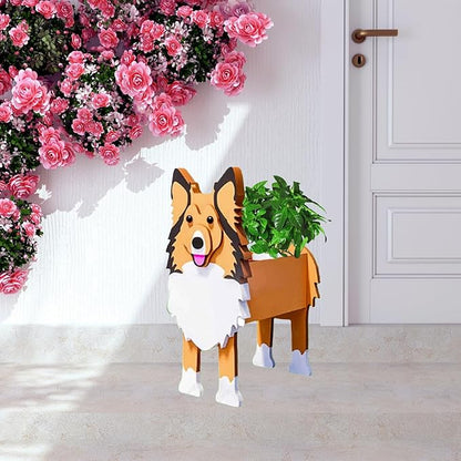 Sheltie Dog Planter Plant Pots,Cute Garden Dog Flower Planter,Large Dog Planters Birthday Gifts for Women,Office,Indoor/Outdoor Decor(9.84 * 7.87 * 17in)