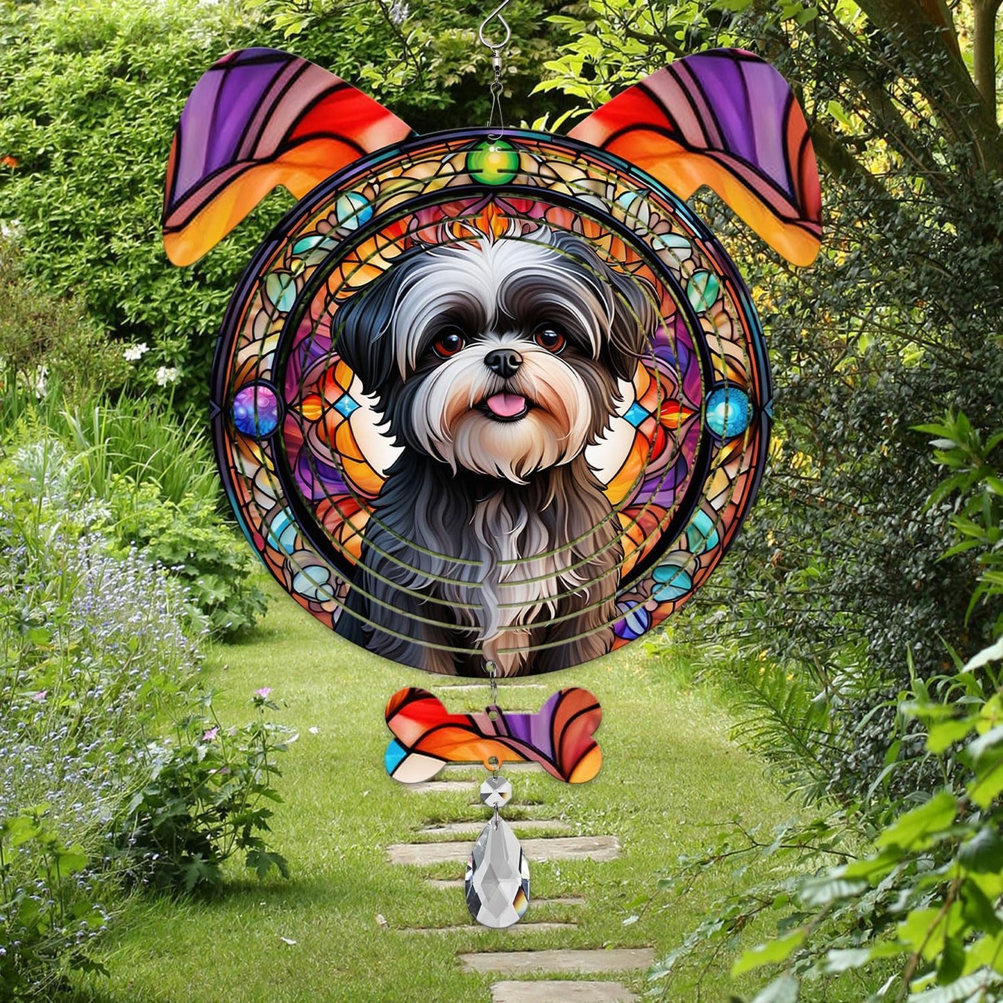 Affenpinscher Dog Ears Wind Spinner, Affenpinscher Wind Spinner Hanging for Yard and Garden