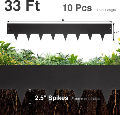 10-Pack Galvanized Steel Landscape Lawn Edging - 6.5 inch Height Black Powder Coated Bendable Metal Strips - Hammer-in Edge Border - Yard Pathway Divider 40 inch Each(33Ft Total), #LYLB65BK-US