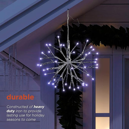 Alpine Corporation | 10"H Indoor Christmas Snowflake Ornament with White LED Lights — Elegant Glowing Silver Holiday Décor for Tabletops & Mantels