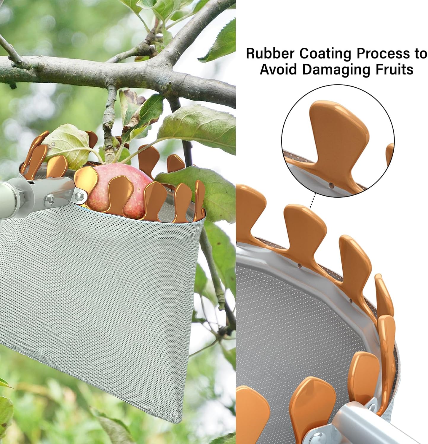 Fruit Picker Tool with 6-Part Extension Pole and Cloth Bag for Gentle Fruit Catching（8FT）