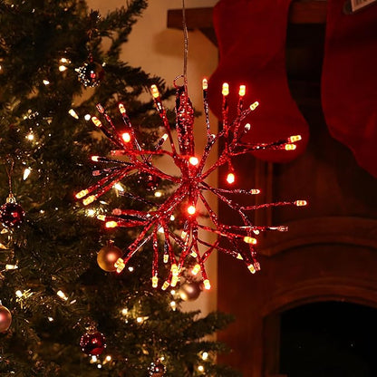 Alpine Corporation 16" Indoor Holiday 3D Snowflake Hanging Ornament with LED Lights, Red , Christmas Decoration
