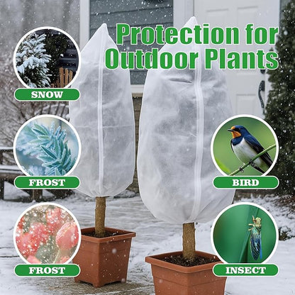 2-Pack Plant Covers Freeze Protection, Winter Frost Cloth with Zipper & Drawstring - 39.37''W x 47.24''H White Frost Blankets for Outdoor Garden Plants and Trees