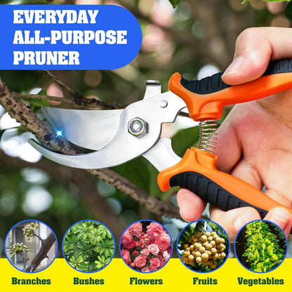 4 Pack Garden Pruning Shears, Stainless Steel Garden Shears, Gardening Shears, Garden Scissors, Clippers, Pruning Snips, Pruning Shears for Gardening Tools (Orange)