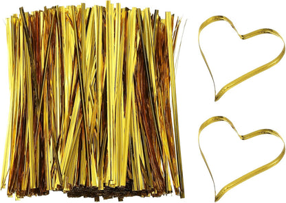 PATIKIL Bag Twist Ties 6 Inch, 800 Pcs Metallic Bread Ties for Treat Plastic Bags Gift Wrapping Candy Coffee Bag Plant Party Cake Favor, Gold