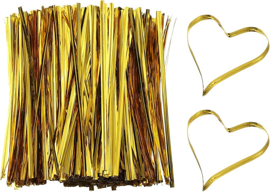 PATIKIL Bag Twist Ties 6 Inch, 800 Pcs Metallic Bread Ties for Treat Plastic Bags Gift Wrapping Candy Coffee Bag Plant Party Cake Favor, Gold