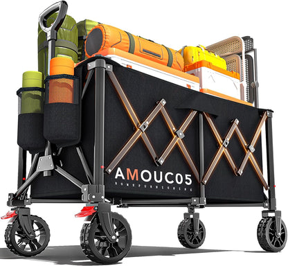 Collapsible Folding Wagon Cart,Portable Large Capacity Utility Wagon Cart for Camping Fishing Sports Shopping