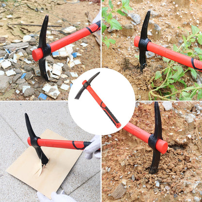 2 PCS 15 Inch Pick Mattock Hoe, Forged Weeding Garden Pick Axe with Fiberglass Handle, Pick Mattock Hoe for Loosening Soil, Gardening, Camping, by GENHAKON.