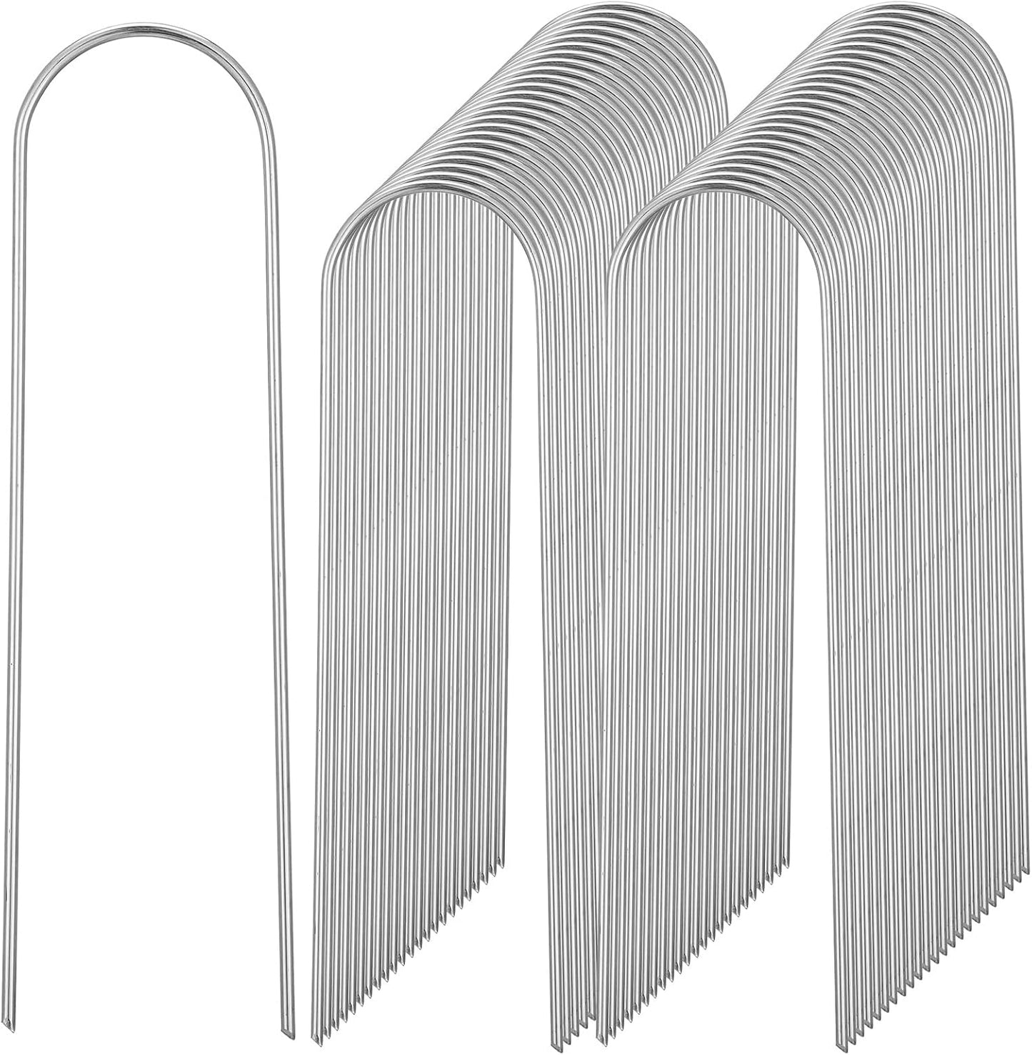 150 Pack U Shape Drip Irrigation Stakes, Heavy-Duty Garden Staples 6 Inch Galvanized Rust-Resistant Landscape Staples, Irrigation Hose Stakes Securing for Tube, Lawns, Landscape Fabric Barrier