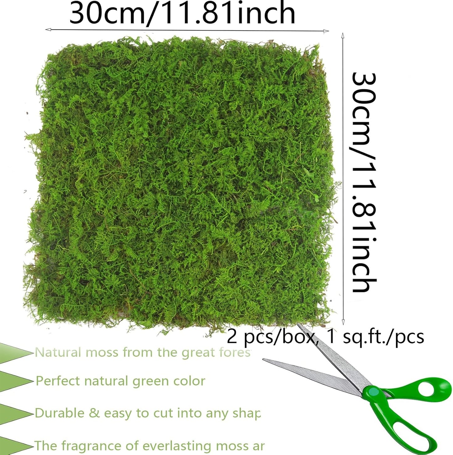2 Pcs Preserved Sheet Moss for Potted Plants 2 sq.ft. Dried Natural Preserved Moss Mat Green Moss Sheets for Planters Crafts Woodland Decor Garden Party Decorations Wall Art DIY Project Green