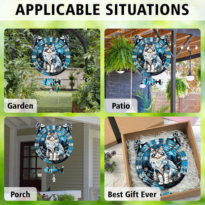 Norwegian Forest Cat Wind Spinner, Norwegian Forest Cat Wind Spinner Hanging for Yard and Garden
