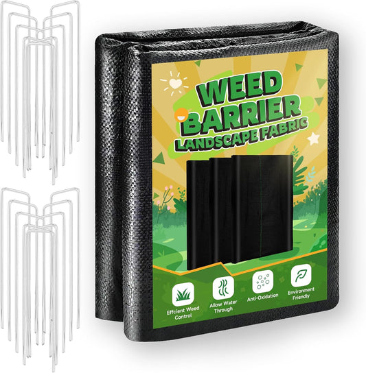 4FT x 50FT Weed Barrier Landscape Fabric Heavy Duty, 3.2oz Premium Gardening Weed Control Mat with