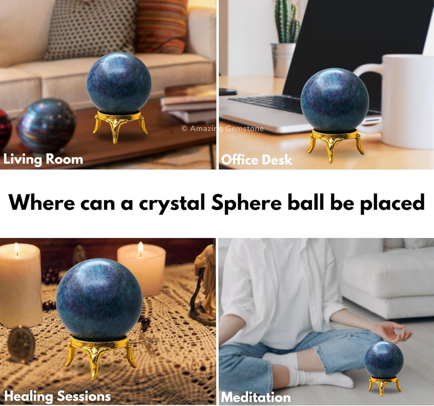 Amazing Gemstone Ruby Kyanite Crystal Ball with Stand - 2 Inches Crystal Sphere Meditation Balls for Witchcraft and Decorative Balls