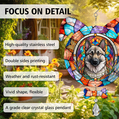 Norwegian Elkhound Dog Ears Wind Spinner, Norwegian Elkhound Wind Spinner Hanging for Yard and Garden