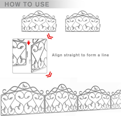 Evelyne Decorative Garden Border Edging: Faux Wrought Iron Leaf & Bird Design