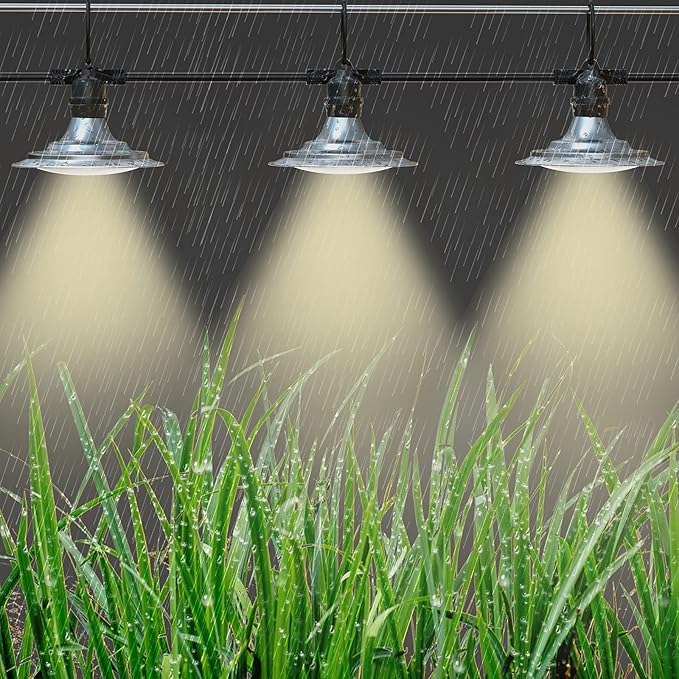 Espird Outdoor LED Grow Lights for Greenhouse 12-Light Waterproof String Grow Light, Full Spectrum LED Plant Grow Light Lamp, Waterproof Greenhouse Grow Lights for Seedling, Veg, Flower