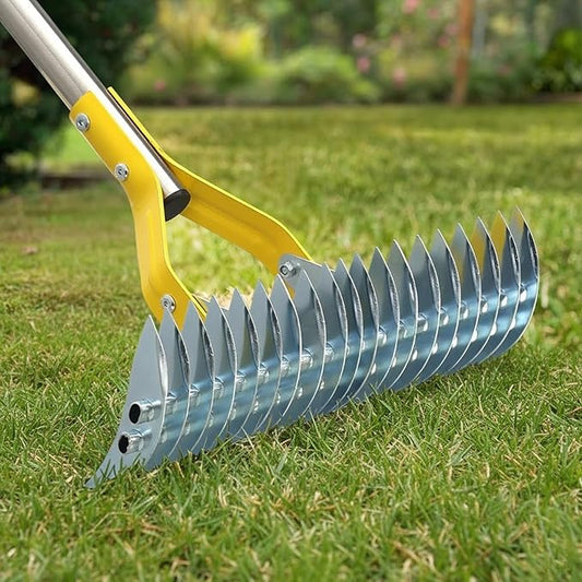 Thatch Rake for Lawns - 15in Dual-Action Dethatching Rake with 70'' Handle, Heavy Duty Manual Dethatcher & Scarifier Tool for Dead Grass,Moss,Weeds,Thatching Remover,Garden Yard Soil LooseningThatcher