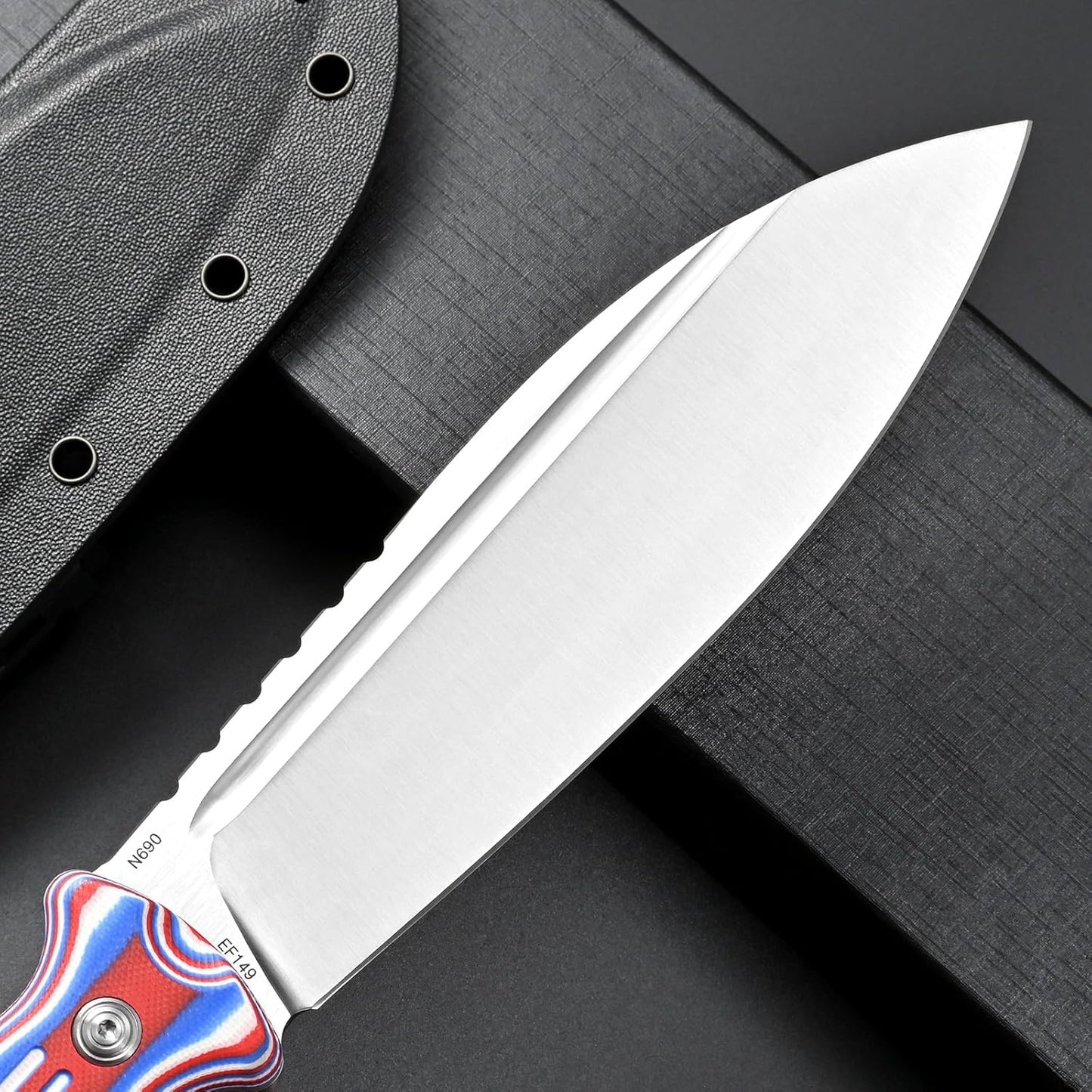 Eafengrow EF149 Fixed Blade Knife N690 Steel Blade Colorful G10 Handle Full Tang EDC Straight Knife for Hunting Camping Adventure