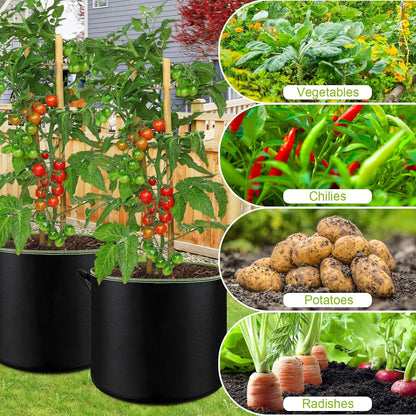 6-Pack 5/7/10 Gallon Grow Bags - 300G Heavy Duty Aeration Fabric Pots with Handles,Thickened Nonwoven Planter Bags for Vegetables Flowers Fruits