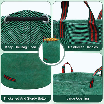 106 Gallons Lawn and Leaf Bags,Reusable Yard Waste Bags with Gardening Gloves,Heavy Duty Garden Bags with 4 Handles for Lawn Care, Camping & Recycling(3 Pack）