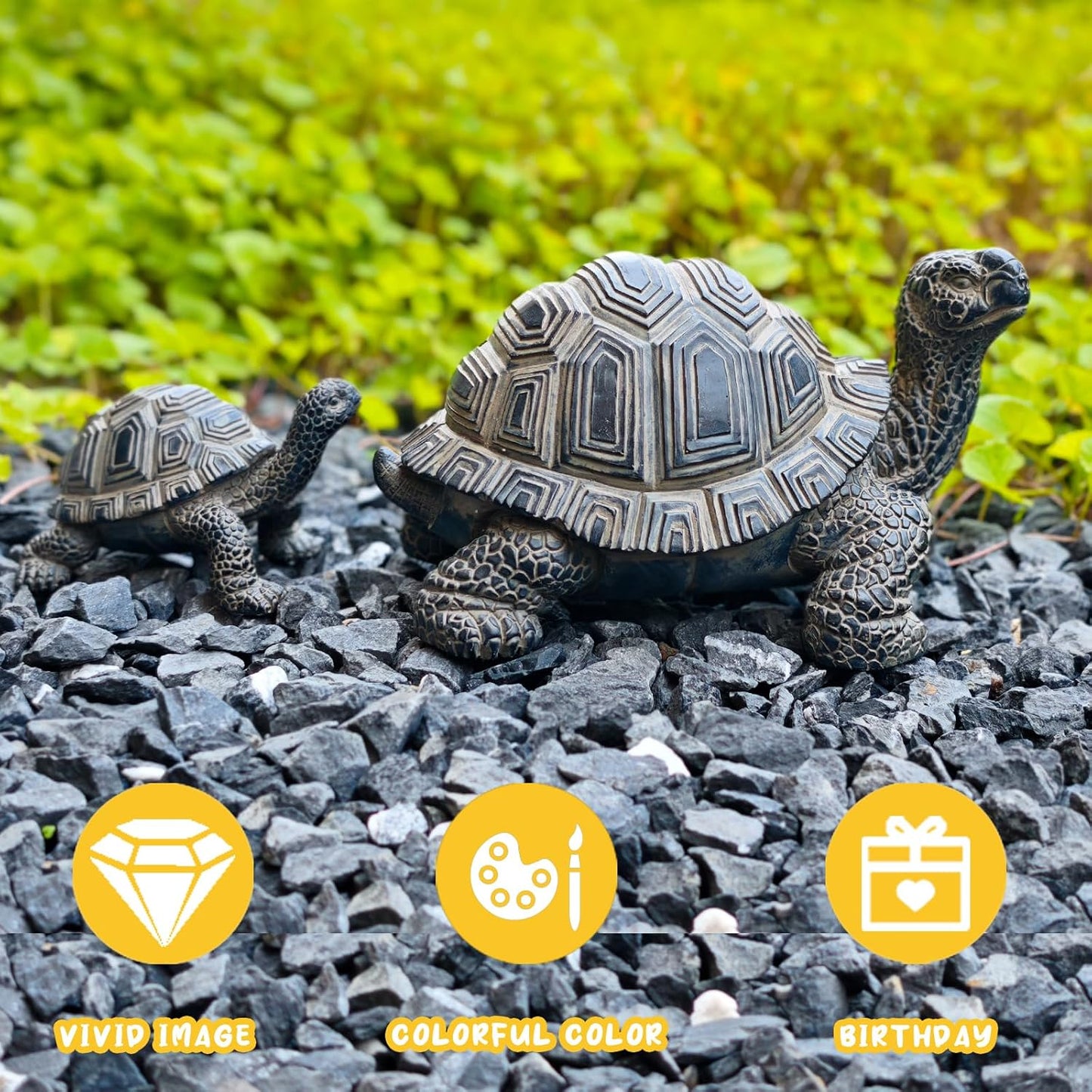 2 Pcs Turtle Outdoor Statue Tortoise Garden Figurine Outdoor Decor Sculpture Ornament, Resin Decorations Patio Lawn Yard Housewarming Mom Gifts