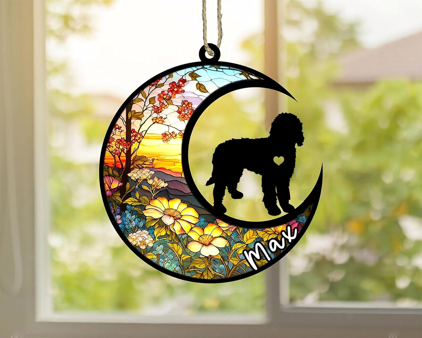 Personalized Dog Memorial, Custom Name Labradoodle Dog Christmas Ornament with Name, Custom Breeds, Pet Loss Light Catcher, Gifts for Lovers Loss of Pet Sympathy on Mothers Day Christmas