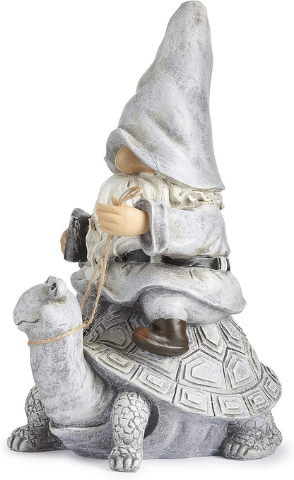 Roman Giftware Inc., Garden Collection, Gnome Riding Turtle Statue, 11.5" H, Decorative, Garden Gift, Home Outdoor Decor