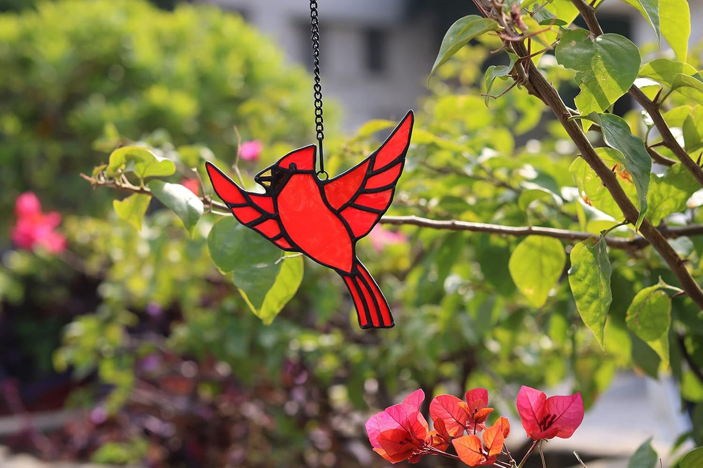 BOXCASA Red Cardinal Stained Glass Window Hanging,Cardinal Ornaments Stained Glass Suncatcher for Home,Cardinal Bird Memorial Gifts for Women,Cardinal Gifts for Mother Grandma Nana