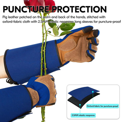 Vgo... Gardening Gloves Unisex,Safety Work Gloves,Long Sleeves Gauntlet,Puncture Proof,Touchscreen(Size XL,Blue,SL7496)