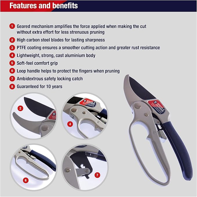 Spear & Jackson 6758GS Razorsharp Geared Anvil Secateurs