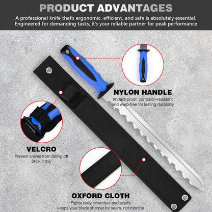 Sod Cutter knife: Stainless Steel Garden Knife 11.14-inch sharp blade, double-edged sod knife for outdoor, Lawn Repair, easy to carry (new blue)