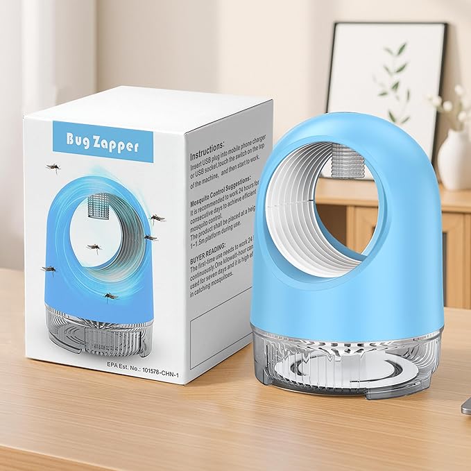 Indoor Fruit Fly Trap, Fan Powered Bug Catcher for Home, Effective Traps for Fruit Flies, Gnats, Mosquitoes & Moths (Blue)