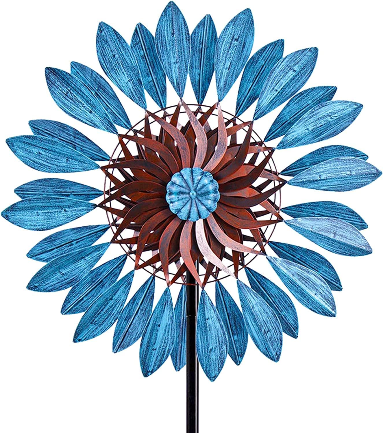 Garden Wind Spinners 360°, Outdoor Metal Windmill Yard Spinners Large 84 in Height 22 in Dia Dual Direction Dual Rotors Wind with Kinetic, Wind Spinner Outdoor Clearance for Yard and Garden Art Decor